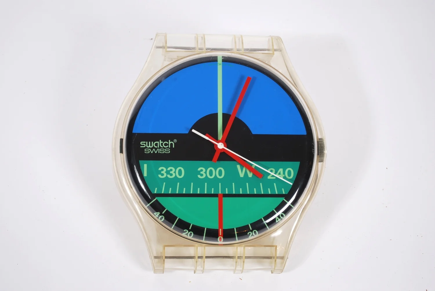 Maxi Swatch Nautilus Aqua Love clock 1986 — Flux Vintage